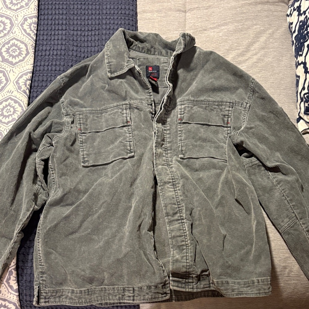 Men's Military-Style Corduroy Field Jacket - Gray